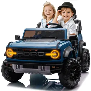 First Ride On Licensed Ford Bronco Raptor 24V 2-Seater Ride On Truck for Big Kids, Remote Control, 3 Speeds, 4-Wheel Suspension, LED Lights & Bluetooth Music, Electric Car Toy, Best Christmas Gift for Kids，Black Friday