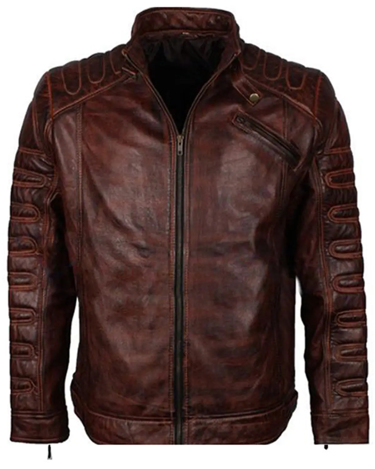 MotorCycleJackets Cafe Racer Distressed Motorcycle Brown Leather Jacket For Men