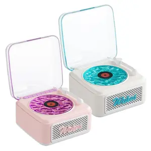 Vintage Vinyl Bluetooth Speaker Retro Record Player Style Wireless Speaker with Water Ripple Ambient Light White Noise Sound Sleep Aid Speaker Sleep Timer RGB Light Support TF Card AUX