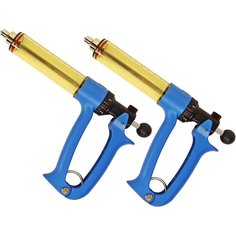 2-Piece Set, 50ML Semi Automatic Livestock Syringe, Dose Adjustable ...