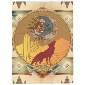 Voice Over Booth Throw Blanket: Coyote Wolf Southwestern Style
