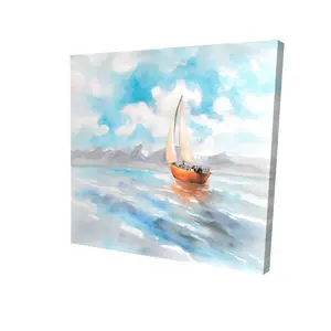 Begin Home Decor 2080-3636-CO76 36 x 36 in. Sailboat Landscape - Transportation Boat Canvas