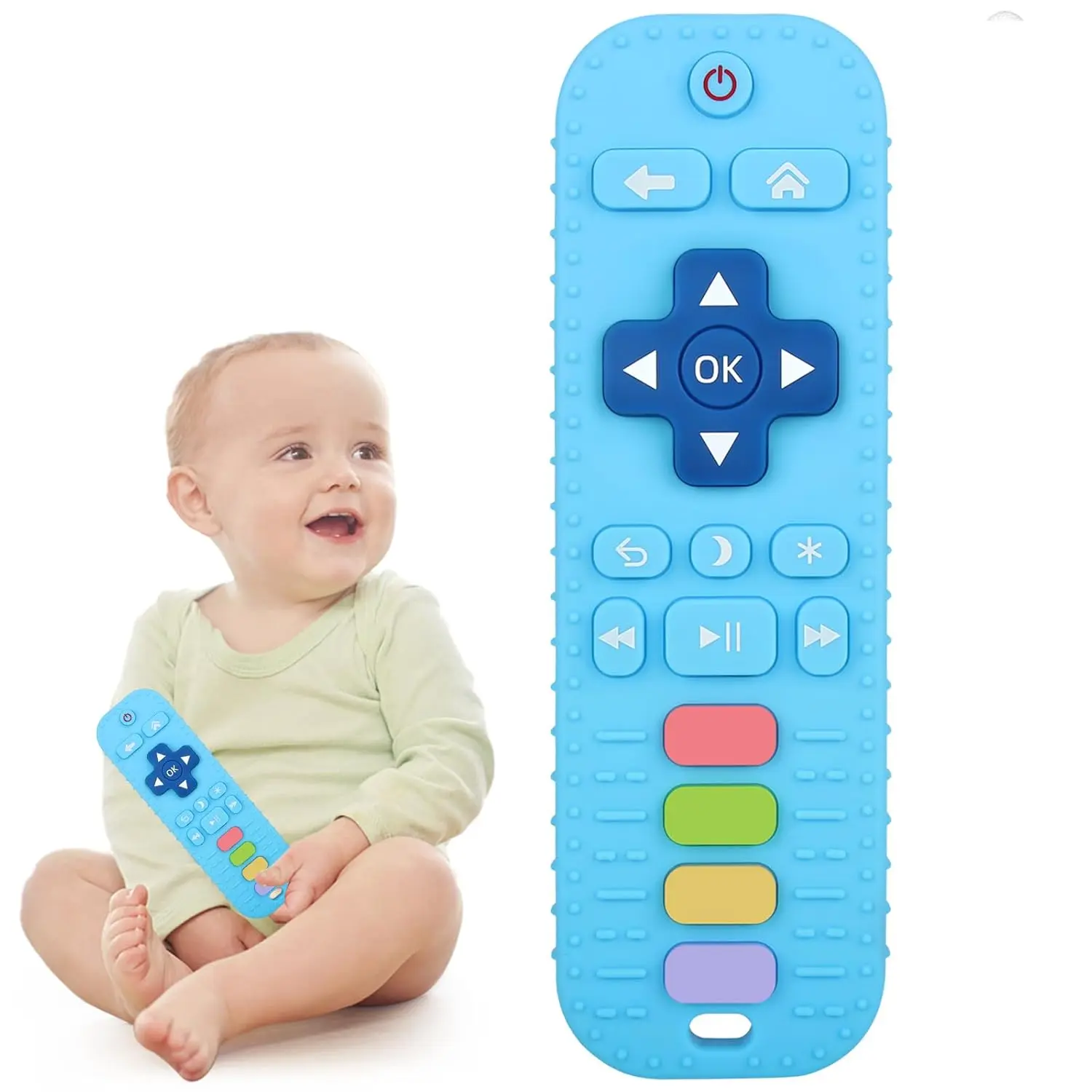 Remote Teethers Silicone Baby Teething Toys TV Remote Teether for 3-6-12-18 Months Babies Infant Toddlers Teething Relief Chew Toys Blue