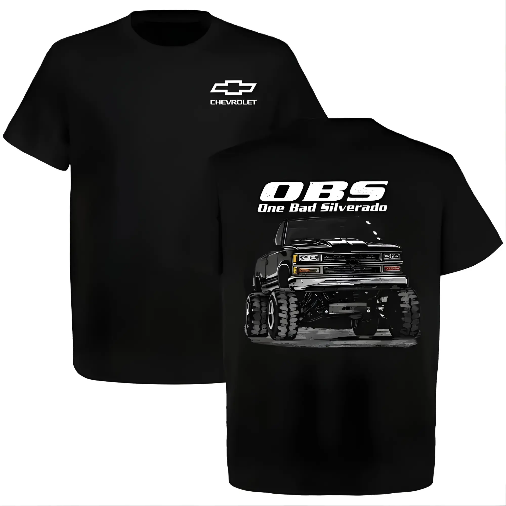 Chevy OBS Silverado One Bad Silverado Graphic Tee Lifted Truck Shirt Classic Chevy Pickup Streetwear 100% Cotton Gift for Chevy Fans Truck Enthusiasts Gearheads Unisex Casual Summer Automotive Fashion Tee
