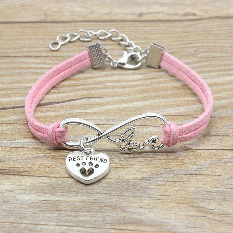 Best Friend Braided Heart Bracelet - Alloy & Rope Material, 5cm Extension Chain, 16cm Total Circumference, Independent PP Bag Packaging, "BEST FRIEND" Charm