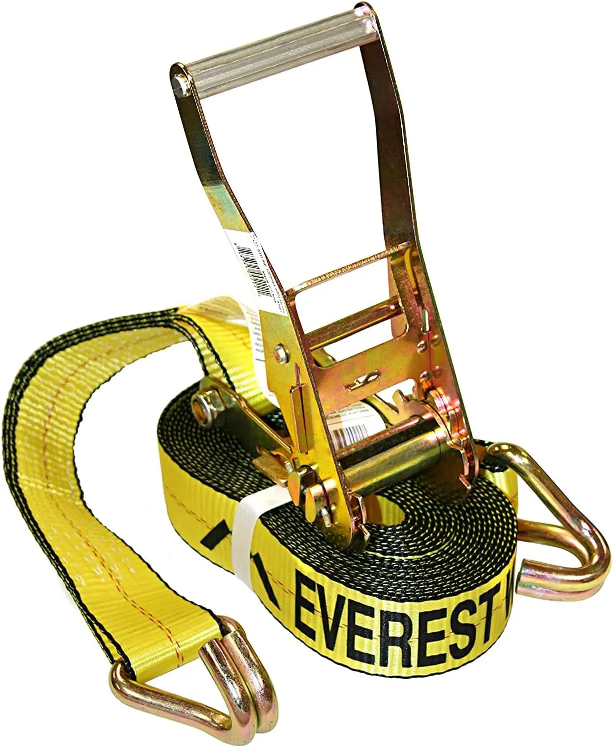 Everest Premium Synthetic Rope Ratcheting Strap - 1 PK - 2x27ft Size - 3333 LBS Working Load - 10000 LBS Break Strength - Double Hook, Aluminum Handle, Corrosion Res., Edge Guard - Ideal for Welder, Moving Items