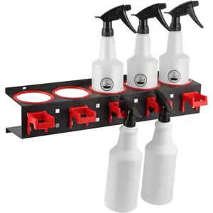 Spray Bottle Storage Rack, Wall Mount Bottle Organizer Car Detailing, Steel Spray Bottle Holder