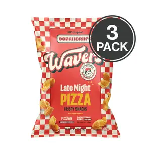 WAVERS by Doughbrik's Snacks, Late Night Pizza Flavor 4.5 oz Bags, Crispy Crunchy Texture Perfect Anytime Snack Made in the USA