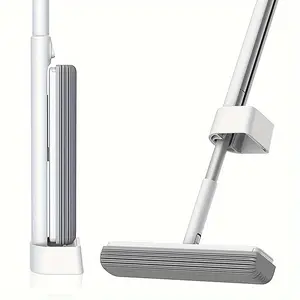 1 Set, Double-Fold Sponge Mop Featuring a Total of 1 Head, Highly Absorbent for Floor Cleaning, Hands-Free Washing Mop, Suitable for Both Wet And Dry Use, Effective Dust Removal Sponge Mop for Kitchen, Bathroom, Tile, Hardwood, And Laminate Floors