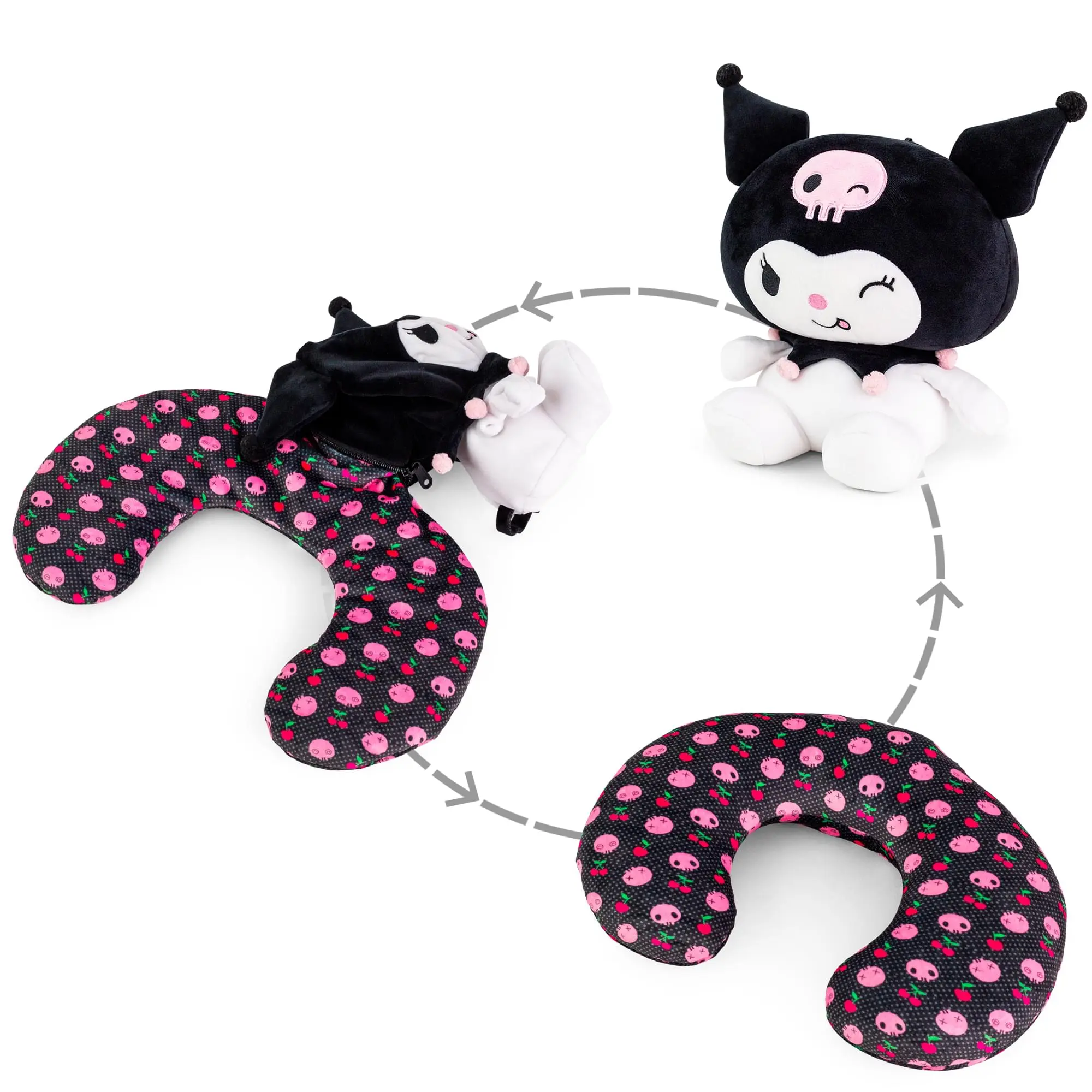 Sanrio Kuromi Reversible Neck Roll Pillow and Plush Toy Sanrio Kuromi Reversible Neck Roll Pillow and Plush Toy
