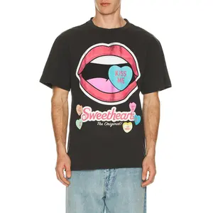Philcos Sweethearts Kiss Me Tee in Black Pigment