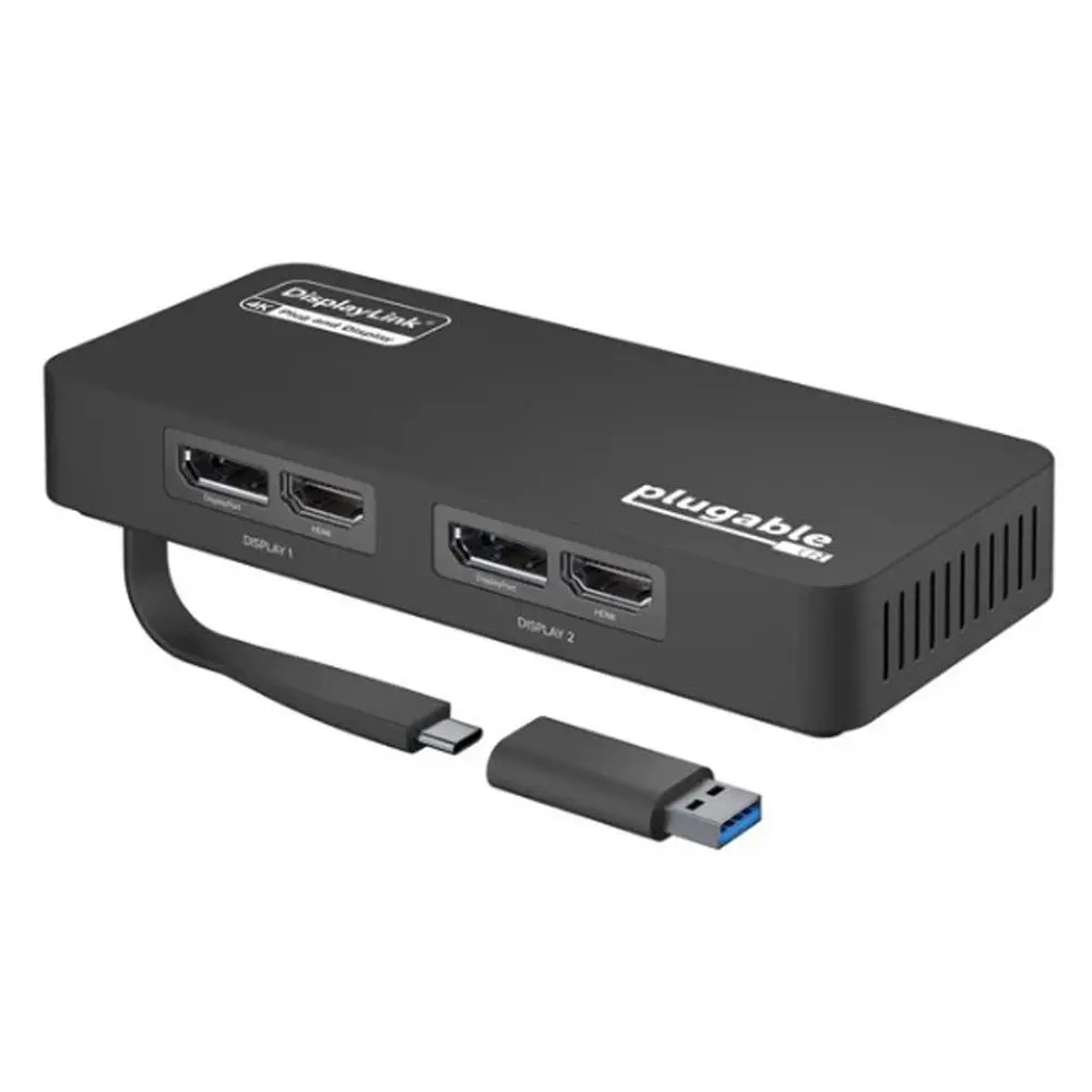 Plugable USBC-6950U 4K DisplayPort and HDMI Dual Monitor Adapter for USB 3.0 and USB-C, Compatible with Windows and ChromeOS