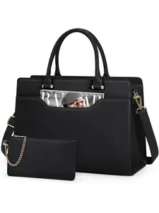 Women's Elegant Waterproof Tote Bag & Wrist Bag Set, Fashionable Large Capacity Shoulder Bag, Lightweight Bag, Professional Women Business Office Bag