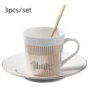 Dynamic Reflection Mirror Cup Set, Creative Ceramic Tea Coffee Mug, Unique Dynamic Phantom Reflective Teacup, Luxurious Porcelain Mark Cup