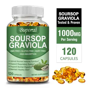 Buporai Soursop Graviola Capsules Leaf&Fruit Extract Immune function support, respiratory system support 120Capsules High Potency 1000mg