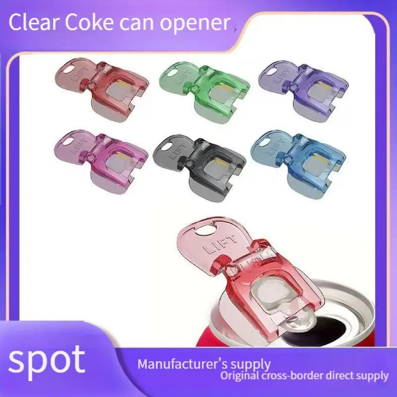 Spot Clear Can Opener - 6PCS Transparent Tab Openers Protect Nails Seal Drinks Effortless Opening for Soda Beer More Kitchen Hack NoMoreBrokenNails DrinkProtector - Utensil Smooth Manual Colorful Beverage Set