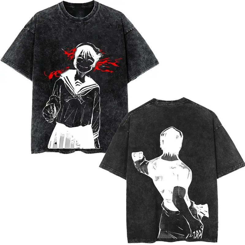 valentine shirts Anime Manga 2 sided Washed T-shirt Menswear graphic t-shirts