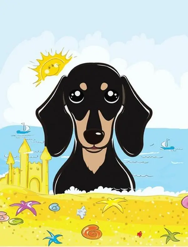 212 MAIN Summer Beach Black & Tan Dachshund Print Garden Flag, 11"x15" (15" H X 0.1" W X 11" L) Double-Sided Polyester Decor, Weatherproof Fade-Resistant Home Decor Outdoor Accessory for Boating Water Sports