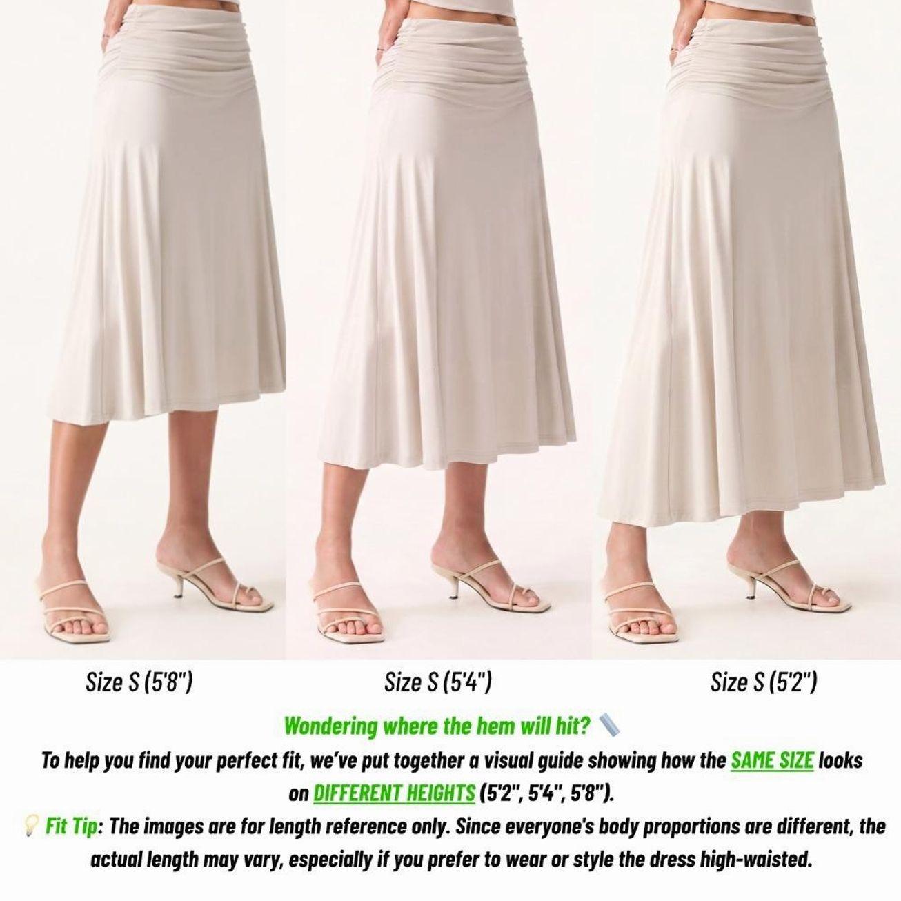 OGL Flowy Side Ruched A-line Midi Skirt - High Stretch, Pear Shaped & Hourglass Friendly Women's Skirt thunder thigh skirt