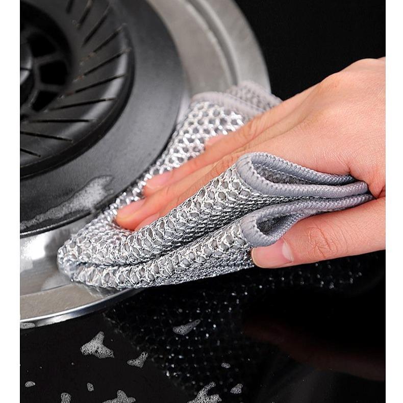 10-Count 2-Sided Scouring Pads Heavy-Duty Non-Scratch Steel Wool Sponges for Kitchen Dual-Textured Dish Scrubber with PVA Microfiber for Pots Pans and Utensils New Upgrade