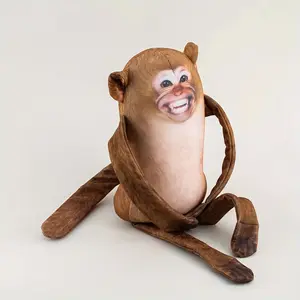 9.8-Inch Mischief Monkey Plush Toy with a Magnet Inside - A Hanging Prankster for Fun on The Fridge & Surprise Animal Decoration, Perfect for Office Gags, Meme Gifts, Or Playful for Monkey Business Lovers!