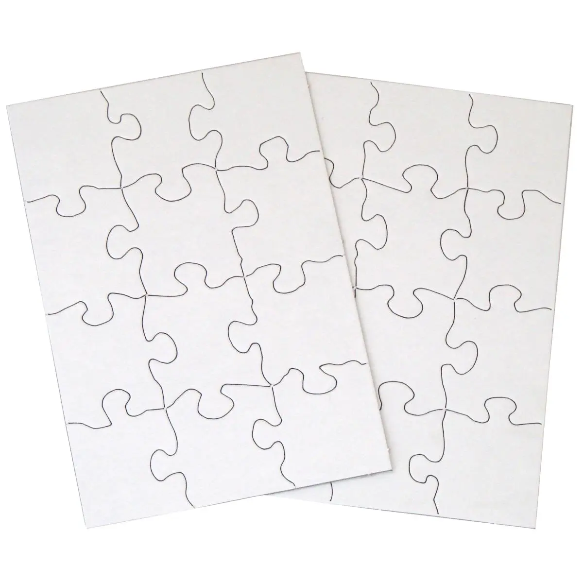 Inovart Blank Heavy Board Puzzle - 5.5x8 in, White, 12-Piece, 12 Per Pack, Creative Play for Group Projects, Accepts Markers, Crayons, Paints, Watercolors, Block Printing Ink, Puzzle Pieces