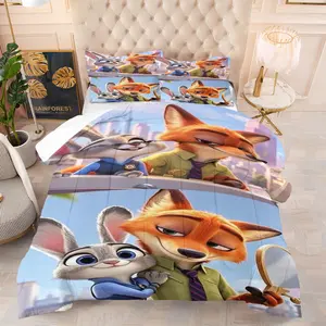 Crazy Zootopia cartoon image printed pattern blanket, including 1 blanket and 1 or 2 pillowcases without cores, suitable for home or dormitory decoration, very suitable for Christmas gifts