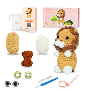 YES.SISTER! Lion Crochet Material Package – DIY Hand-woven Kit, Beginner-friendly, Pure Cotton Yarn, with Video Tutorial Plushies Handmade Crafts