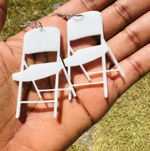 Custom plastic Folding Chair White Earrings // Alabama Chair // Montgomery Tea Party // Dangle Earrings // Arch Earrings Drop Earring// Fold Up Chair