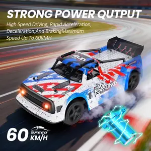 XKS 1:12 remote-controlled electric four-wheel racing car equipped with a brushless motor, reaching a top speed of up to 60 km/h; metal suspension system with all four wheels fitted; simulated structural design that enhances speed and stability; LED drift