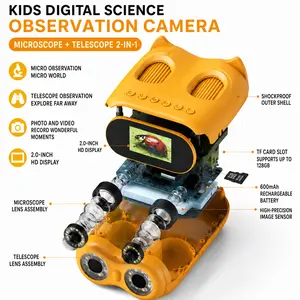 1000X Handheld Microscope with 4K 2.0-2.4'' IPS Screen, Rechargeable Portable STEM Gift for Kids Ages 3+