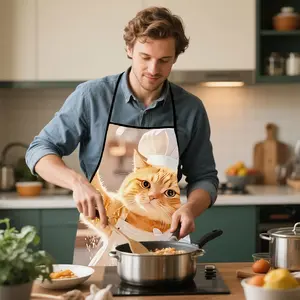 Cute Cat Print Apron for Cooking, Perfect for Men and Women, Ideal Gift for Cat Lovers and Home Chefs, Kitchen Cooking Aprons