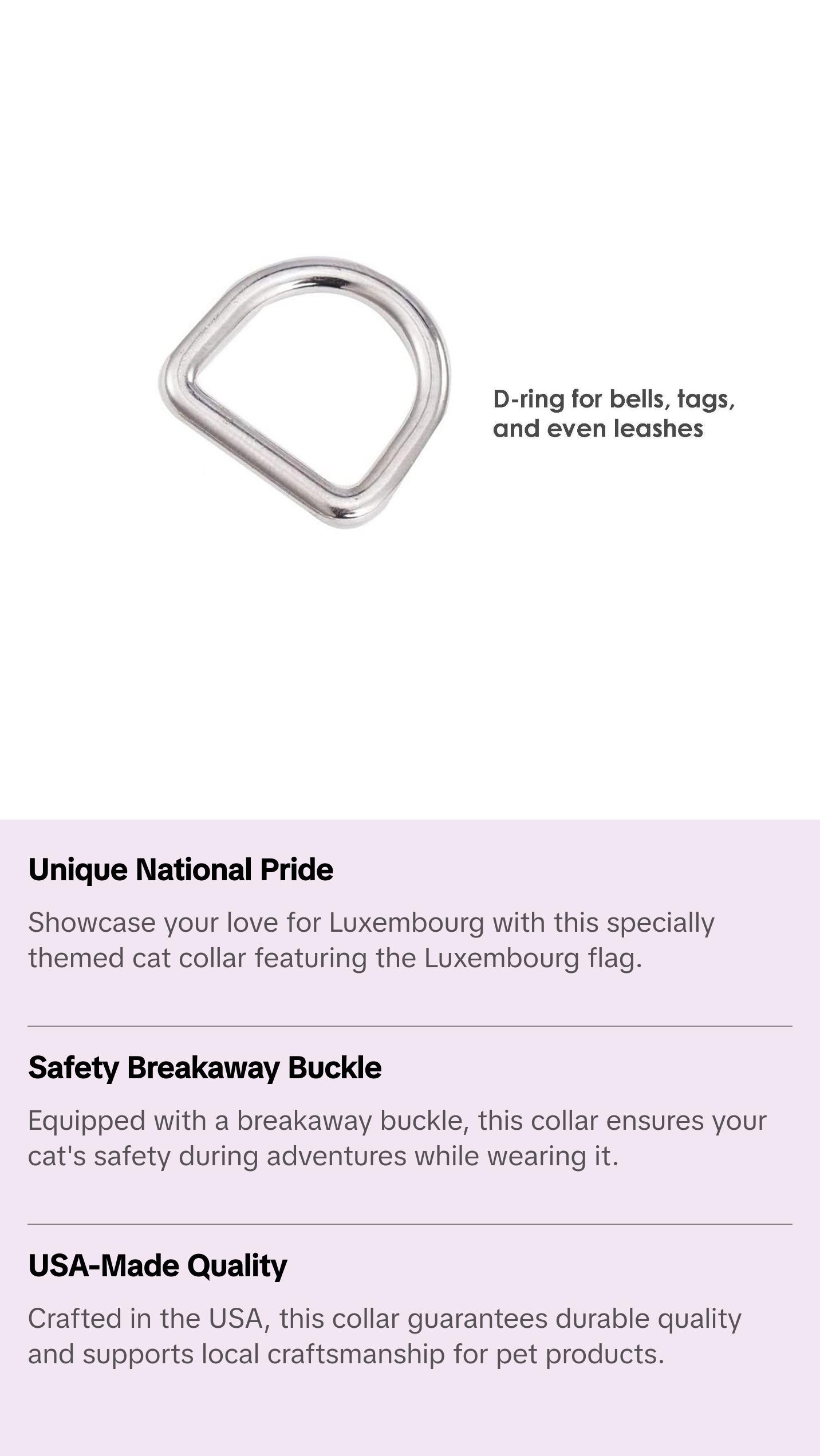 Cat Collar with Luxembourg Flag | Great For National Holidays, Festivals, Parades, Sporting Events, Pride Events