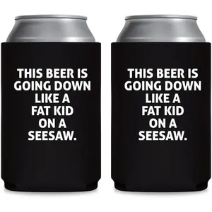 This  Is Going Down Like A    A Seesaw  Hugger - Can Sleeve Cooler Insulated Drink Coolies - Funny Gifts for Dad - Birthday Present Idea for Him Men Boyfriend Husband (Black, 2 Pk)