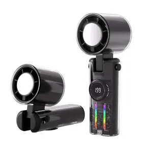 2026 Summer Cooler Pro 13000RPM Ice Handheld Fan with 199 Adjustable Speeds 4-Color LEDs 3H Runtime ClearTurbo Design USB-C Fast Charging - Protection Usb