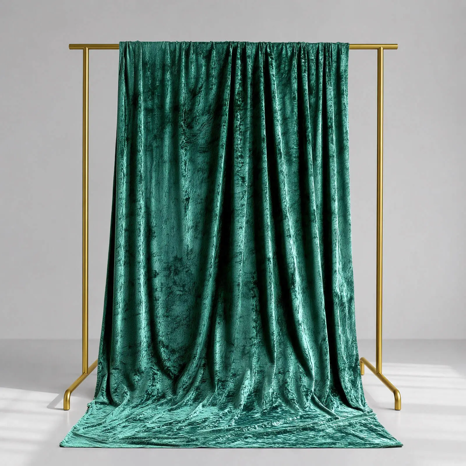 Hunter Emerald Green Crushed Velvet Backdrop Curtain – 5ft x 14ft Event Drape with Rod Pocket, Privacy Panel for Photo Booths & Events