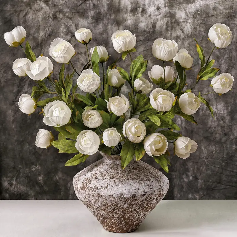 FAVOWREATH 6-12-Piece Silk Peony Bouquet Set, 27in Long Stems, Realistic Casual Faux Flowers, Table Flower Arrangement, Desk/Bath Decoration Vase Fillers, Home Decor Supplies