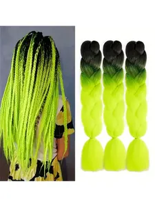 Jumbo Ombre Braiding Hair Fiber High temperature fibery Colorful Twist Braiding 3pcs Rainbow Colors Extensions Synthetic Hair Piece Synthetic Fiber Soft for Halloween /party /cosplay (24 Inch 3pcs)