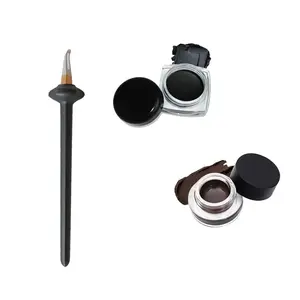 1 Set Silicone Eyeliner Brush, Eyeliner Guide Tools, Reusable Eye Liner Kit with Black and Brown Eyeliner Cream, Easy No-Skip Eyeliner Gel for makeup Novices(Black)