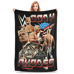 Cody Rhodes Vintage Knitted Blanket Fuzzy Soft Warm Lightweight for Airplane Travel Bed Sofa Home Decoration