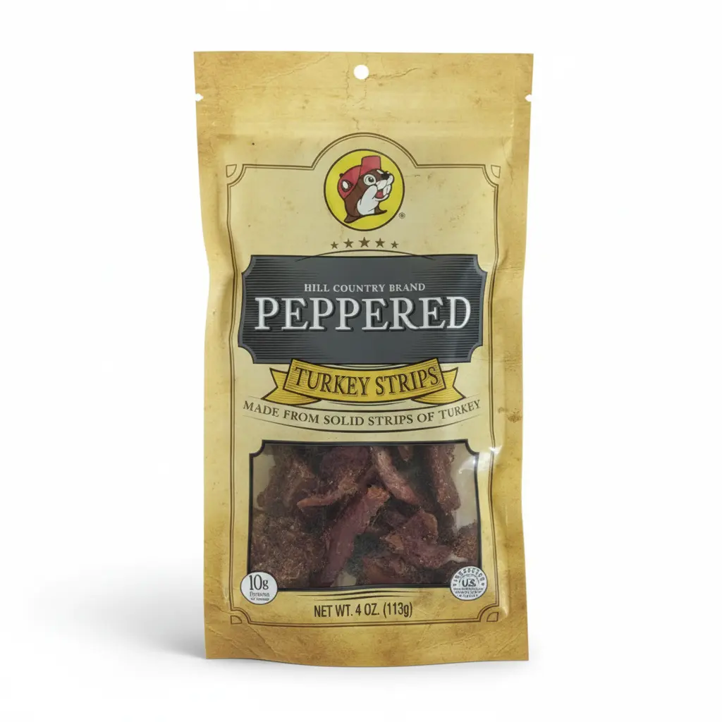 Buc-ee's Hill-Country Brand Peppered Turkey Strips - 100% Lean Oven-Roasted Natural Flavor Dried Snack, Gluten-Free, Protein-Rich, Low Fat, Allergen-Friendly Meat