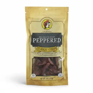 Buc-ee's Hill-Country Brand Peppered Turkey Strips - 100% Lean Oven-Roasted Natural Flavor Meat, Gluten-Free, Protein-Rich, Low Fat, Allergen-Friendly Dried Snack