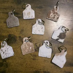 COWHIDE KEY CHAIN , COWHIDE PRINT MAY VARY