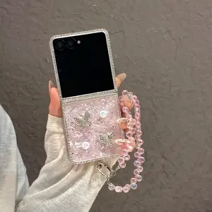 Exclusive shell pattern diamond-edged butterfly case for Samsung, Protective, with delicate diamond trim and 3D butterfly design. Full-wrap shockproof protection, lightweight and stylish. Compatible with Samsung Flip 3/4/5/6/7
