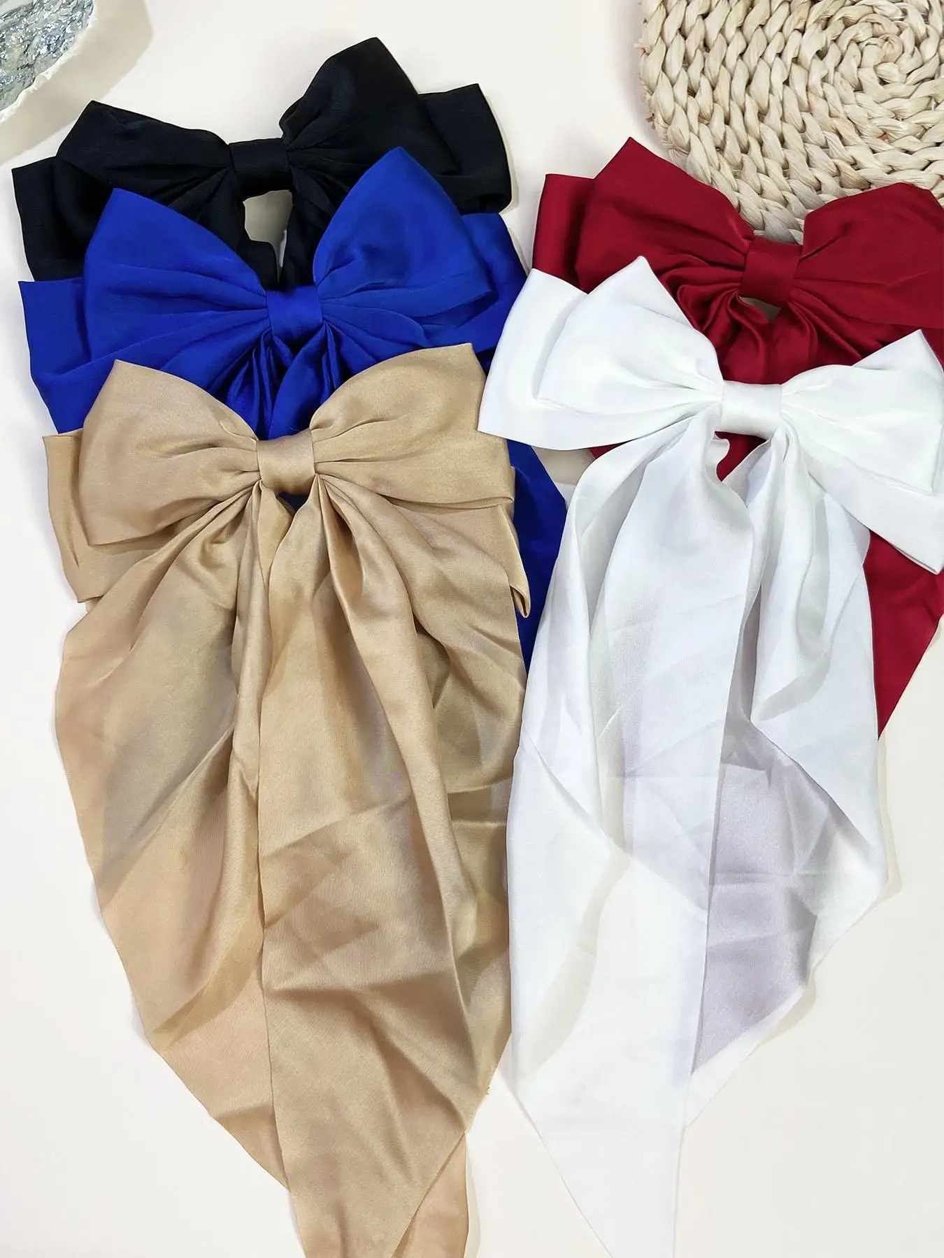 Women's Elegant Ribbon Bowknot Hair Clips, 5 Counts Summer Cute Trendy Hair Clips, Chic Gorgeous Hair Accessories for Hairstyle Decor, Suitable for Wa