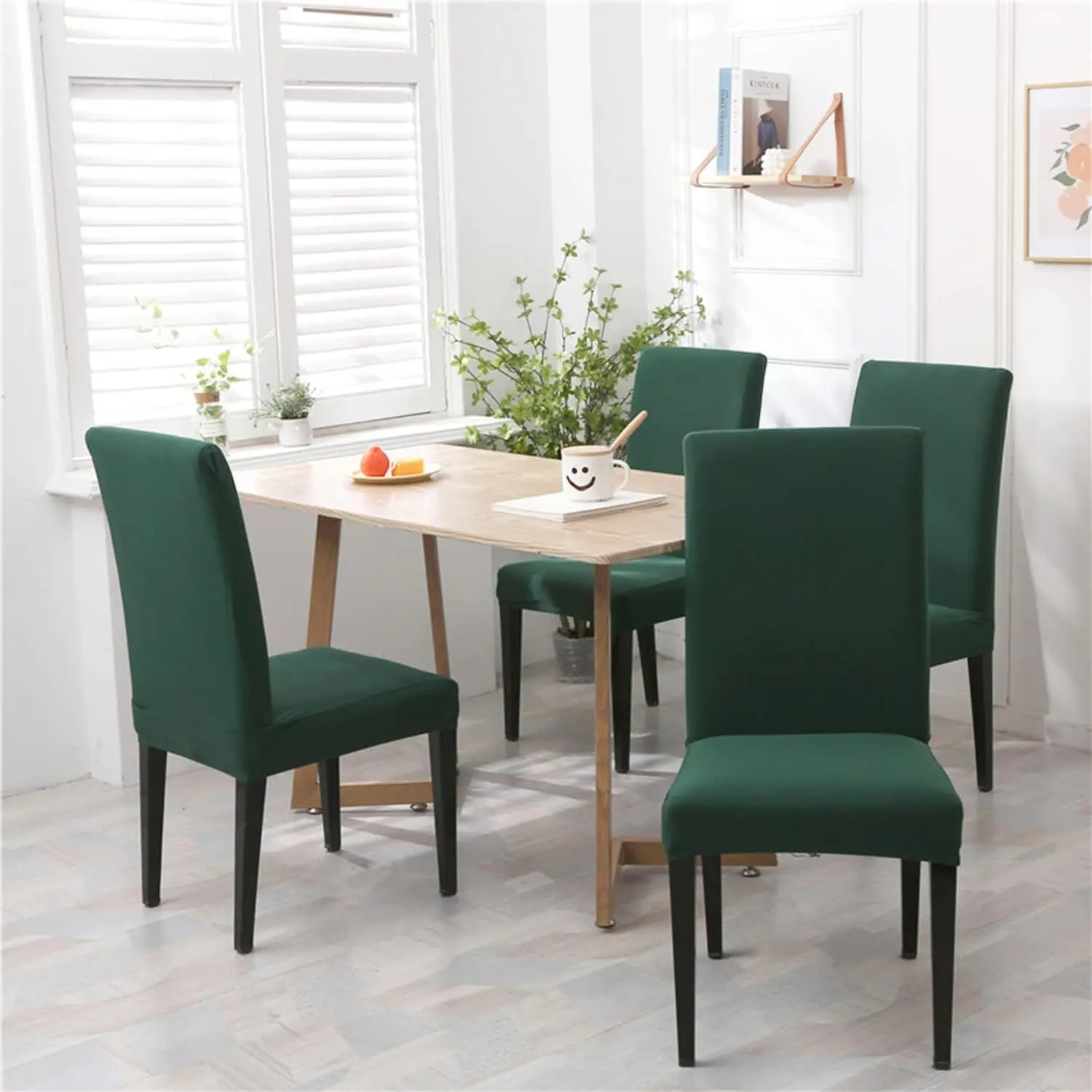 Stretch Spandex Dining Chair Covers, Washable Slip-Resistant Parson Chair Slipcover, Removable Seat Protectors (Set of 4/6)