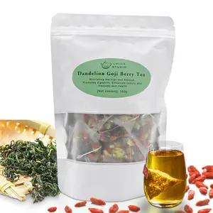 Dandelion Wolfberry Tea –  Organic Dandelion Goji Berry Chrysanthemum Cassia Tea  7 Herbal Flower Tea Blend（160g, 8g*20bags）Natural Tea Beverage