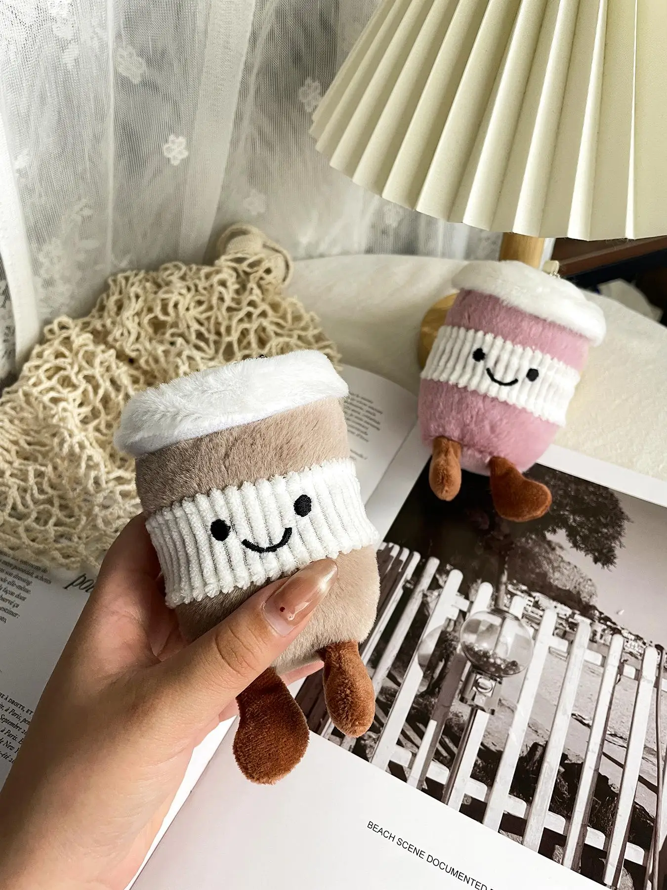 Cute Coffee Cup Design Plush Keychain, Cute Plush Charm for Bag Decoration, Bag Charm for Women & Girls, Bag Decoration