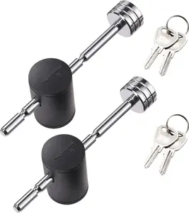 Trailer Tongue Coupler Lock Adjustable Trailer Coupler Pin Lock Keyed Alike 2 Pack Dia 1/4 Inch 3 Inch Effectice Length Fit 1 Inch to 3 Inch Latch-Type Coupler for Towing Truck RV Car Trailer