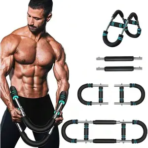 Adjustable Arm&Chest Muscle Trainer for Men-DetachableStainless Fitness Tool With Blue Grips, ldeal for Beginnersand Enthusiasts,Black, Strength Training AccessoryAdjustable Resistance Comfortable Grips, GymAccessories Home Workout Equipment